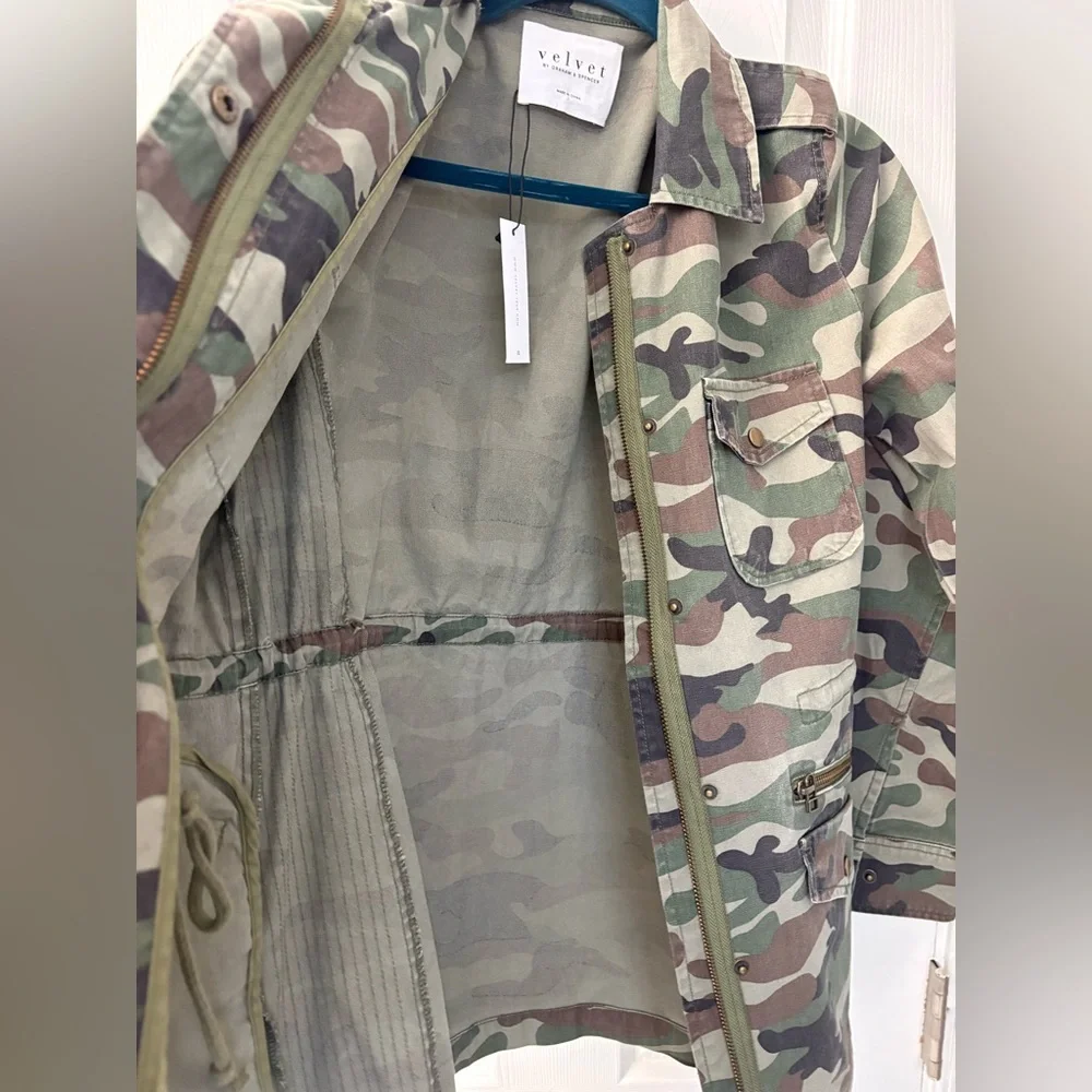 Velvet Graham Spencer Camo Utility Jacket NWT XS Military Cargo Coat
